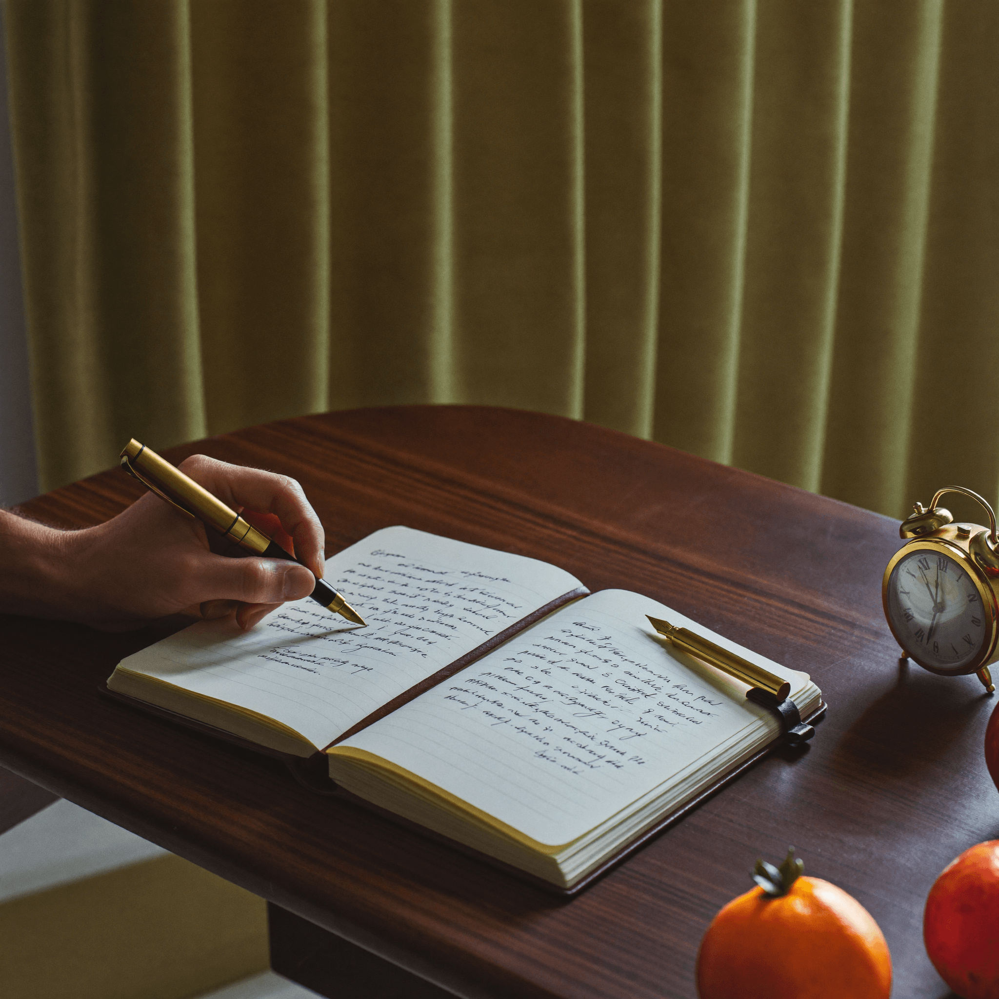 Cuaderno de citas en cuero con cierre brass — agenda de la casa